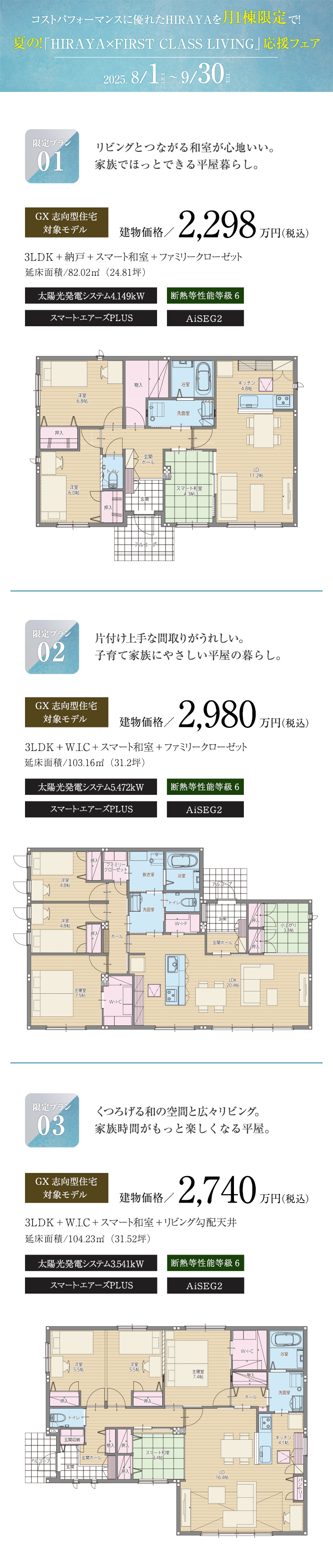 GX志向型住宅対象モデルプラン
