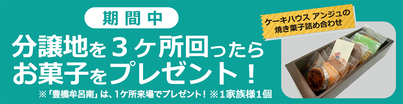 分譲地を３ヶ所回ったら
お菓子をプレゼント！